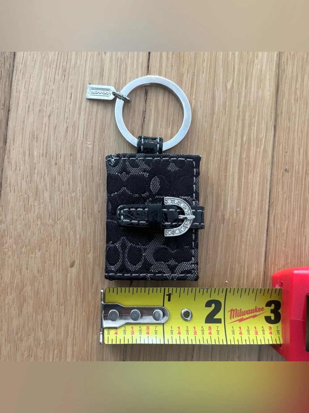 Vintage Coach Y2K Black Signature SoHo Bag Charm Mini Photo Frame Rhinestone
